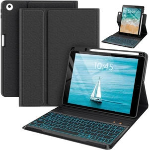 Keyboard Case for iPad 9.7 inch 5th 6th Generation,360 Rotatable iPad Air 2 Keyboard Case with Pencil Holder(2018/2017/2014),7 Color Backlit Removable Bluetooth Smart Folio Cover (Black) Keyboard Case for iPad 9.7 inch 5th 6th Generation,360 Rotatable iPad Air 2 Keyboard Case with Pencil Holder(2018/2017/2014),7 Color Backlit Removable Bluetooth Smart Folio Cover (Black)