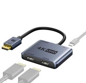 DisplayPort to Dual HDMI Adapter 4K60Hz Display DP 1.4 to 2 HDMI Monitor DisplayPort to Dual HDMI Adapter 4K60Hz Display DP 1.4 to 2 HDMI Monitor