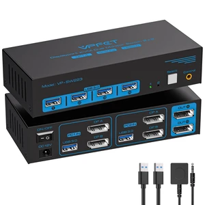 8K Displayport KVM Switch 2 Monitors 2 Computers 4K@120Hz Dual Monitor 8K Displayport KVM Switch 2 Monitors 2 Computers 4K@120Hz Dual Monitor