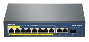 Davuaz Gigabit PoE Switch mit 8 POE+ Port, 2 Gigabit Uplink Port und 1 SFP Port, IEEE802.3af/at konform, bis zu 120W, Metalldesign, ungemanaged Power Over Ethernet Switch Davuaz Gigabit PoE Switch mit 8 POE+ Port, 2 Gigabit Uplink Port und 1 SFP Port, IEEE802.3af/at konform, bis zu 120W, Metalldesign, ungemanaged Power Over Ethernet Switch
