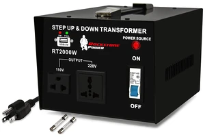Rockstone Power 2000 Watt Heavy Duty Step Up/Down Voltage Transformer Converter, 110/120/220/240 V, 5V USB Port Rockstone Power 2000 Watt Heavy Duty Step Up/Down Voltage Transformer Converter, 110/120/220/240 V, 5V USB Port
