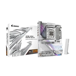 GIGABYTE X870E AORUS Master X3D ICE AMD AM5 LGA 1718 ATX Motherboard, Ryzen 9000/8000/7000, DDR5, 18+2+2 Power Phase, 5X M.2, PCIe 5.0, WiFi 7, 10GbE GIGABYTE X870E AORUS Master X3D ICE AMD AM5 LGA 1718 ATX Motherboard, Ryzen 9000/8000/7000, DDR5, 18+2+2 Power Phase, 5X M.2, PCIe 5.0, WiFi 7, 10GbE
