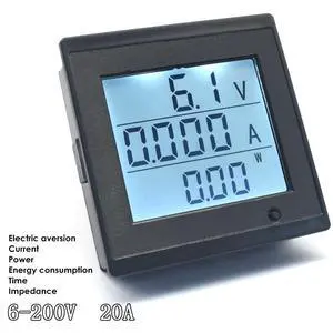 DC6V-200V 20A LCD Digital Display DC Voltage Current Meter 20A Power Consumption Impedance Multi-Function Meter Tester Tools DC6V-200V 20A LCD Digital Display DC Voltage Current Meter 20A Power Consumption Impedance Multi-Function Meter Tester Tools