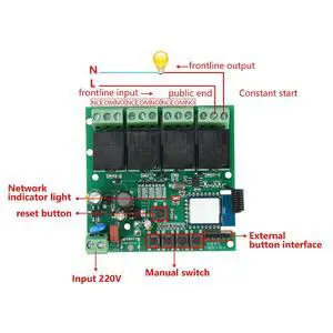 433MHZ 2000W/10A 4 Channel Receiver 10A 16A Relay Switch Module Electronic Component Kit 433MHZ 2000W/10A 4 Channel Receiver 10A 16A Relay Switch Module Electronic Component Kit