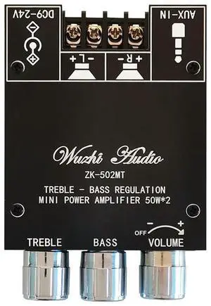 ZK-502MT 2*50W Bluetooth 5.0 Amplifier Board High Power Audio Stereo Amplifier Board AUX Bass Treble AMP ZK-502MT 2*50W Bluetooth 5.0 Amplifier Board High Power Audio Stereo Amplifier Board AUX Bass Treble AMP