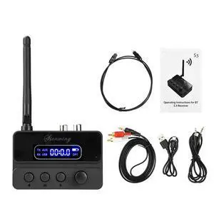 BT 5.3 Receiver Transmitter 2-in-1 HiFi Audio Adapter with Fiber Optic Input Output Lossless Digital Sound for Home Audio System BT 5.3 Receiver Transmitter 2-in-1 HiFi Audio Adapter with Fiber Optic Input Output Lossless Digital Sound for Home Audio System