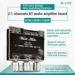 ZK-LT23 2.1 Channel Bluetooth Audio Power Amplifier Board Module 50W+50W+100W Subwoofer Tws True Sound Amplifier Board ZK-LT23 2.1 Channel Bluetooth Audio Power Amplifier Board Module 50W+50W+100W Subwoofer Tws True Sound Amplifier Board