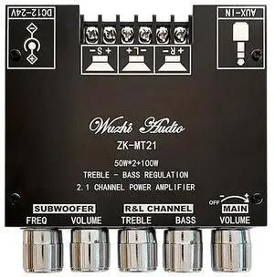 2.1 Channel Bluetooth Power Amplifier Module 100W Subwoofer + 50Wx2 High Fidelity Digital Audio Amp Board for Home Theater 2.1 Channel Bluetooth Power Amplifier Module 100W Subwoofer + 50Wx2 High Fidelity Digital Audio Amp Board for Home Theater