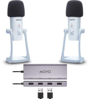 Movo 2-Person USB Podcast Bundle 2 Condenser Mics, and USB Hub (White) Movo 2-Person USB Podcast Bundle 2 Condenser Mics, and USB Hub (White)