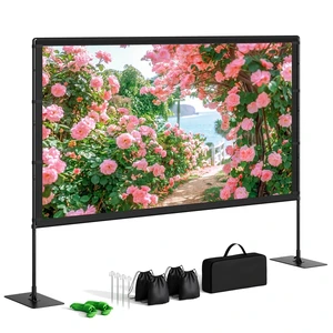 Projector Screen with Stand, TWjouko 100in Projection Screen Outdoor for Backyard, Camping, Portable Movie Screen with Carry Bag for Travel, 16:9, Indoor Projector Screen Projector Screen with Stand, TWjouko 100in Projection Screen Outdoor for Backyard, Camping, Portable Movie Screen with Carry Bag for Travel, 16:9, Indoor Projector Screen