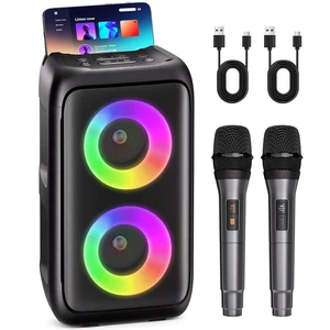 Portable Bluetooth Speaker and 2 Wireless Microphones for Adults and Kids Portable Bluetooth Speaker and 2 Wireless Microphones for Adults and Kids