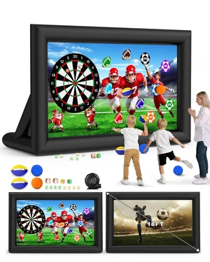 OWFUVO 3-in-1 18FT Inflatable Projector Screen - Outdoor Movie Screen, Dart Board and Football Target with 250W Blower, Front/Rear Screen for Celebration & Outside Movie Night OWFUVO 3-in-1 18FT Inflatable Projector Screen - Outdoor Movie Screen, Dart Board and Football Target with 250W Blower, Front/Rear Screen for Celebration & Outside Movie Night