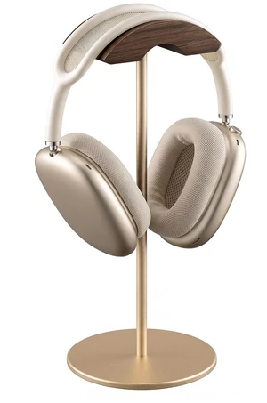 QinCoon Headphone Stand, Walnut Wood & Aluminum Headset Stand, Nature Walnut Gaming Headset Holder with Solid Heavy Base for All Headphone Sizes (Gold) QinCoon Headphone Stand, Walnut Wood & Aluminum Headset Stand, Nature Walnut Gaming Headset Holder with Solid Heavy Base for All Headphone Sizes (Gold)