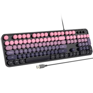 SQMD Wired Retro Keyboard, 104 Keys Full-Sized Typewriter Keyboards, Office Keyboard with Number Pad, Foldable Stands for Windows, PC, Laptop, Desktop (Plum Pink Gradient) SQMD Wired Retro Keyboard, 104 Keys Full-Sized Typewriter Keyboards, Office Keyboard with Number Pad, Foldable Stands for Windows, PC, Laptop, Desktop (Plum Pink Gradient)
