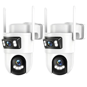 Dual Lens Security Cameras Outdoor, 360 View Pan/Tilt for Home Security with Color Night Vision, 2K Full HD Video, 2-Way Audio, Works with Alexa, Motion Detection, Easy to Install, 2.4GHz WiFi, 2Pack Dual Lens Security Cameras Outdoor, 360 View Pan/Tilt for Home Security with Color Night Vision, 2K Full HD Video, 2-Way Audio, Works with Alexa, Motion Detection, Easy to Install, 2.4GHz WiFi, 2Pack