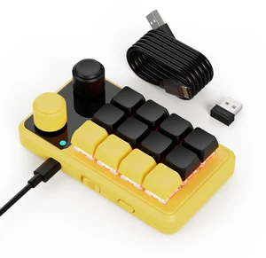 BRIMFORD Mini Programmable Keyboard, One Handed Gaming Custom Keyboard Multifunction 12 Keys 2 Knobs Suitable for Office Gaming Lab, Compatible with Mac OS,Windows (Yellow) BRIMFORD Mini Programmable Keyboard, One Handed Gaming Custom Keyboard Multifunction 12 Keys 2 Knobs Suitable for Office Gaming Lab, Compatible with Mac OS,Windows (Yellow)