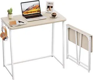 WOHOMO Folding Desk, 31.5" Foldable Computer Table for Small Spaces, Oak WOHOMO Folding Desk, 31.5" Foldable Computer Table for Small Spaces, Oak