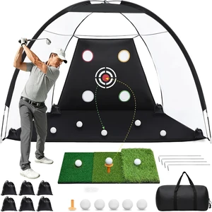 10 x 7 ft 600D Golf Practice Net for Backyard Driving & Chipping Hitting Aid with Mat, Target Cloth, 4 Tees, 5 Balls & Carry Bag, Ideal Gift for Men/Enthusiasts 10 x 7 ft 600D Golf Practice Net for Backyard Driving & Chipping Hitting Aid with Mat, Target Cloth, 4 Tees, 5 Balls & Carry Bag, Ideal Gift for Men/Enthusiasts