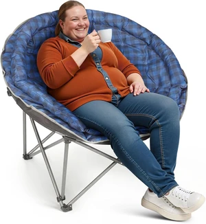 Oversized XXL Folding Round Camping Chair Super Comfy Padded Moon Chair, Heavy Duty Supports 200 Kg for Indoor, Family Camping, Hiking, Picnics & Garden Oversized XXL Folding Round Camping Chair Super Comfy Padded Moon Chair, Heavy Duty Supports 200 Kg for Indoor, Family Camping, Hiking, Picnics & Garden