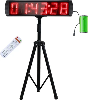 Large LED Digital Race Timer with Countdown/Up/Time Clock Remote Control, Tripod Stand & Adjustable Brightness for Sports, Races, Meetings & Presentations Large LED Digital Race Timer with Countdown/Up/Time Clock Remote Control, Tripod Stand & Adjustable Brightness for Sports, Races, Meetings & Presentations