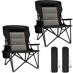 Oversized Heavy Duty Folding Camping Chair with Cup Holder & Headrest 500LBS Capacity Outdoor Lawn Chair with Side Pocket for Sports & Fishing Oversized Heavy Duty Folding Camping Chair with Cup Holder & Headrest 500LBS Capacity Outdoor Lawn Chair with Side Pocket for Sports & Fishing