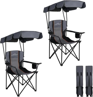 2 Pack Heavy Duty Oversized Folding Camping Chair with Canopy & Sunshade, 380 LBS Capacity for Beach, Fishing, Sports & Outdoors 2 Pack Heavy Duty Oversized Folding Camping Chair with Canopy & Sunshade, 380 LBS Capacity for Beach, Fishing, Sports & Outdoors