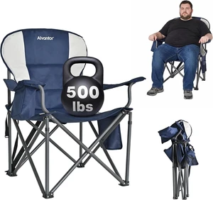 500 LBS Heavy Duty Oversized Folding Camping Chair with Padded 600D Nylon Seat & Insulated Cooler Pocket, Portable for Hiking, Sports & Backyard 500 LBS Heavy Duty Oversized Folding Camping Chair with Padded 600D Nylon Seat & Insulated Cooler Pocket, Portable for Hiking, Sports & Backyard