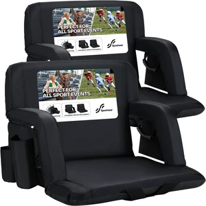 Stadium Seat with Back Support & 2.5'' Thick Cushion, 6 Adjustable Angle Bleacher Seat with Armrest, 2 Large Pockets & 2 Cup Holders for Sport Events, Concerts & Parks Stadium Seat with Back Support & 2.5'' Thick Cushion, 6 Adjustable Angle Bleacher Seat with Armrest, 2 Large Pockets & 2 Cup Holders for Sport Events, Concerts & Parks