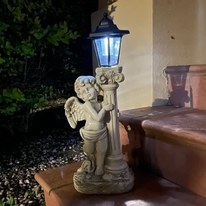19.7 Inch Angel Statue with Solar Lights & Roma Pillar (Left), Outdoor Garden Lawn Decor, Christian Religious Gift 19.7 Inch Angel Statue with Solar Lights & Roma Pillar (Left), Outdoor Garden Lawn Decor, Christian Religious Gift