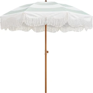 6.5ft Boho Fringe Outdoor Umbrella with Tassel 6.5ft Boho Fringe Outdoor Umbrella with Tassel