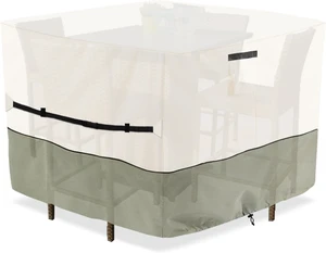 66 Inch Square Waterproof Patio Furniture Cover for 5-Piece Bar Height Dining Set, High Wicker Bar Table & Chairs Cover, Beige 66 Inch Square Waterproof Patio Furniture Cover for 5-Piece Bar Height Dining Set, High Wicker Bar Table & Chairs Cover, Beige