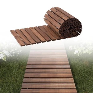 12FT Roll-Out Wooden Garden Pathway, Decorative Non-Slip Patio Boardwalk for Backyard, Beach, Wedding & Party (Carbonized, Straight) 12FT Roll-Out Wooden Garden Pathway, Decorative Non-Slip Patio Boardwalk for Backyard, Beach, Wedding & Party (Carbonized, Straight)