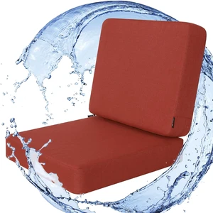 24 x 24 Inch Outdoor Deep Seat Cushion Set, Red 24 x 24 Inch Outdoor Deep Seat Cushion Set, Red
