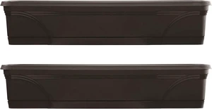 2 Pack 36 x 8 Inch Rectangular Garden Box Planters, Black 2 Pack 36 x 8 Inch Rectangular Garden Box Planters, Black