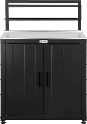 Outdoor Potting Bench Table & Storage Cabinet, Black Outdoor Potting Bench Table & Storage Cabinet, Black