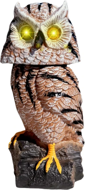 Solar Owl Garden Sculpture Tiger Owl with Flashing Eyes, Rotating Head, Hoot Sound, Motion Detector & Silent Mode Solar Owl Garden Sculpture Tiger Owl with Flashing Eyes, Rotating Head, Hoot Sound, Motion Detector & Silent Mode
