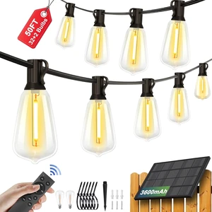 50FT Solar String Lights with 32 Bulbs, 1.5FT Spacing, 10 Hours, Remote 50FT Solar String Lights with 32 Bulbs, 1.5FT Spacing, 10 Hours, Remote