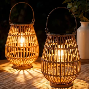 Waterproof Rattan Solar Lanterns Outdoor, 2 Pack Waterproof Rattan Solar Lanterns Outdoor, 2 Pack