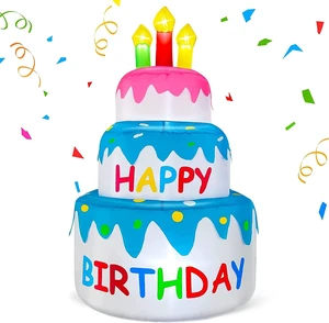4 Ft Inflatable Happy Birthday Cake with Candles & 6 LED Lights, Outdoor Lighted Blow-Up Party Décor for Home, Garden & Lawn 4 Ft Inflatable Happy Birthday Cake with Candles & 6 LED Lights, Outdoor Lighted Blow-Up Party Décor for Home, Garden & Lawn