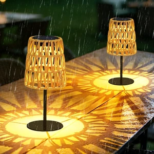 2pcs Rechargeable LED Solar Table Lamp Outdoor Waterproof Cordless Rattan Lantern for Garden, Yard, Balcony, Patio, Gift for Women Mother's Days 2pcs Rechargeable LED Solar Table Lamp Outdoor Waterproof Cordless Rattan Lantern for Garden, Yard, Balcony, Patio, Gift for Women Mother's Days