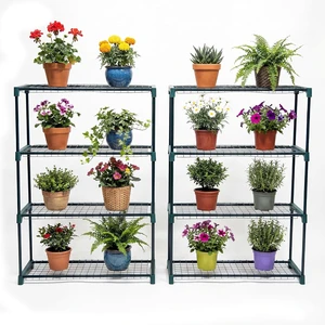 4-Tier Steel Garden Greenhouse Staging Shelving Plant Stand & Garage Storage Rack, 2 Pack 4-Tier Steel Garden Greenhouse Staging Shelving Plant Stand & Garage Storage Rack, 2 Pack