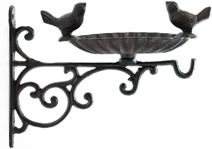 Heavy Duty Cast Iron Bird Feeder with Hanging Bracket Wall Mounted Bird Bath & Vintage Wall Hook for Planters, Lanterns, Wind Chimes, Garden Decor Heavy Duty Cast Iron Bird Feeder with Hanging Bracket Wall Mounted Bird Bath & Vintage Wall Hook for Planters, Lanterns, Wind Chimes, Garden Decor