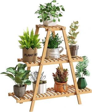 3-Tier Bamboo Plant Stand Indoor Outdoor Ladder Flower Holder Rack for Living Room, Balcony, Garden, Patio Boho Decor (Natural) 3-Tier Bamboo Plant Stand Indoor Outdoor Ladder Flower Holder Rack for Living Room, Balcony, Garden, Patio Boho Decor (Natural)