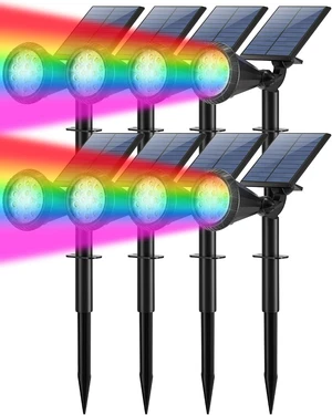 Tadyreal Solar Lights Outdoor Waterproof Color Changing 180° Adjustable RGB Solar Powered Landscape Spot Lights for Yard 7 Lighting Modes Solar Spotlights for Pathway Garden Outside (8 Pack) Tadyreal Solar Lights Outdoor Waterproof Color Changing 180° Adjustable RGB Solar Powered Landscape Spot Lights for Yard 7 Lighting Modes Solar Spotlights for Pathway Garden Outside (8 Pack)