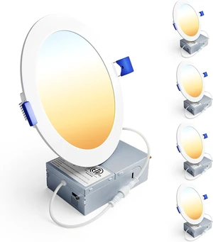 Ensenior 4 Pack 6 Inch LED Recessed Light, 5CCT Dimmable Canless Wafer Ensenior 4 Pack 6 Inch LED Recessed Light, 5CCT Dimmable Canless Wafer