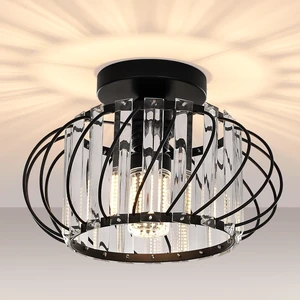 Black Crystal Ceiling Light Fixture - Small Crystal Chandelier Semi Flush Mount Ceiling Light Modern Hallway Lights fixtures for Entryway Bedroom Porch Kitchen (11 Inch, Bulb not Included) Black Crystal Ceiling Light Fixture - Small Crystal Chandelier Semi Flush Mount Ceiling Light Modern Hallway Lights fixtures for Entryway Bedroom Porch Kitchen (11 Inch, Bulb not Included)