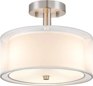 3-Light Semi Flush Mount Ceiling Light Fixture, Drum Light Ceiling Lighting 3-Light Semi Flush Mount Ceiling Light Fixture, Drum Light Ceiling Lighting