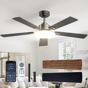 Passky 52 Inch Black Sleek Ceiling Fans with Lights, Remote Control Passky 52 Inch Black Sleek Ceiling Fans with Lights, Remote Control
