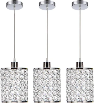 3 Pack Crystal Pendant Light, Modern Chrome Kitchen Island Pendant Lighting,Cord Adjustable Bar Ceiling Hanging Lights for Kitchen Dining Room Bedroom Bar 3 Pack Crystal Pendant Light, Modern Chrome Kitchen Island Pendant Lighting,Cord Adjustable Bar Ceiling Hanging Lights for Kitchen Dining Room Bedroom Bar