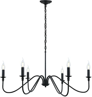 Miluolan Black Chandelier, 6-Light Farmhouse Chandelier for Dining Room Miluolan Black Chandelier, 6-Light Farmhouse Chandelier for Dining Room